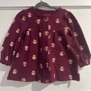 Isaac Mizrahi Burgundy Floral Kids Button Down Shirt